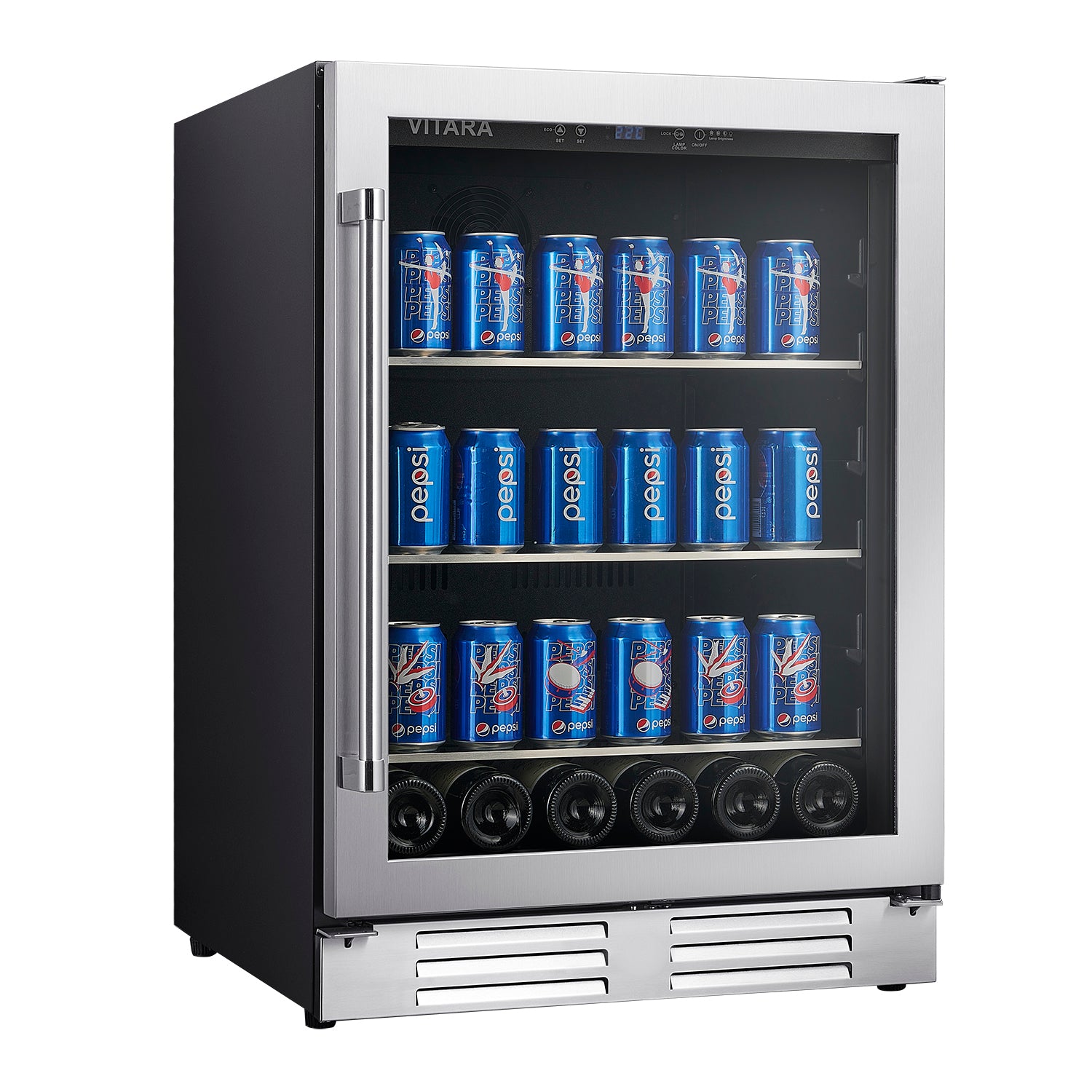 VITARA 24” 108 Can 6 Bottle Wine and Beverage Fridge Beverage Cooler