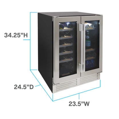 AVANTI 24" ELITE Series 56 Can 19 Bottle French Door Wine and Beverage Fridge