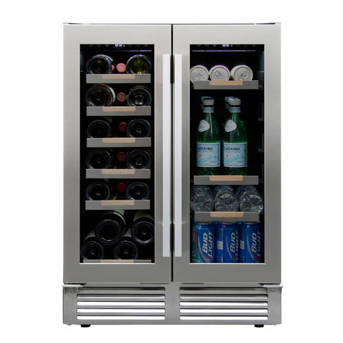 AVANTI 24" ELITE Series 56 Can 19 Bottle French Door Wine and Beverage Fridge